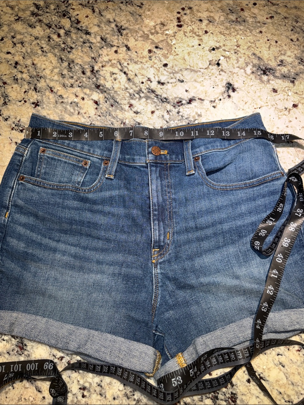 J. Crew Mid-Blue Rolled Hem Denim Shorts - Picture 8 of 10